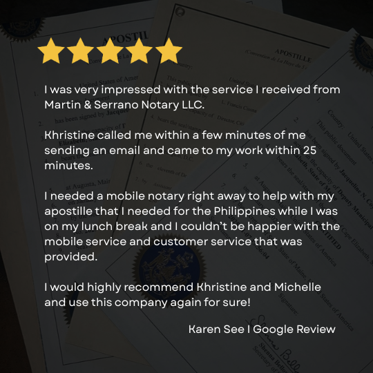 Google Review for Apostille Mobile Notary Services in Henderson, NV